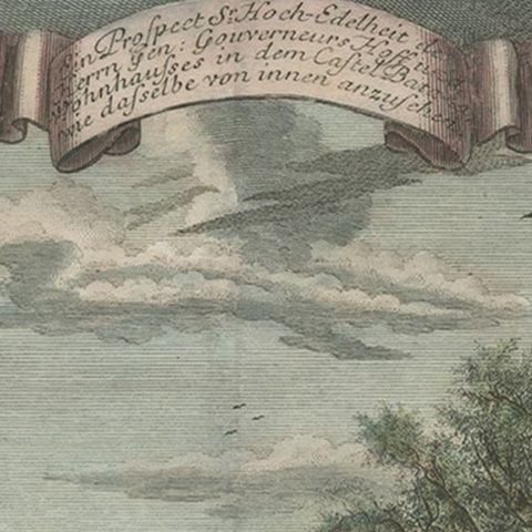 Old Print of the Governor-General's Residence in Batavia, Indonesia, 1739, close-up 2