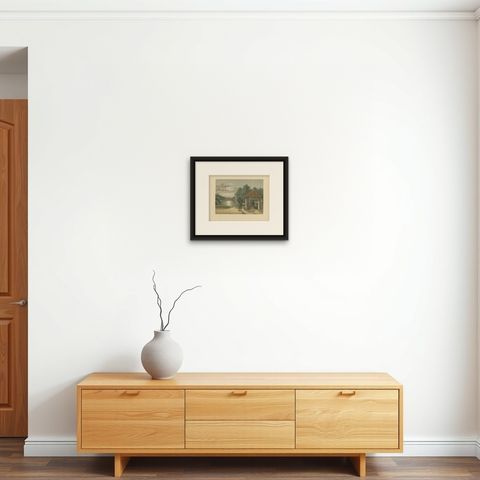 Antique Print of a Kampong Guard in Batavia by M.T.H. Perelaer, 1888, shown framed on a wall, true to size