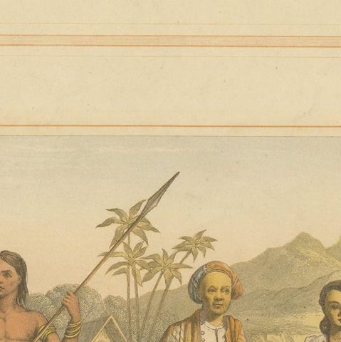 Original Antique Print of Natives of Indonesia with title Malay Race, 1882, close-up 1