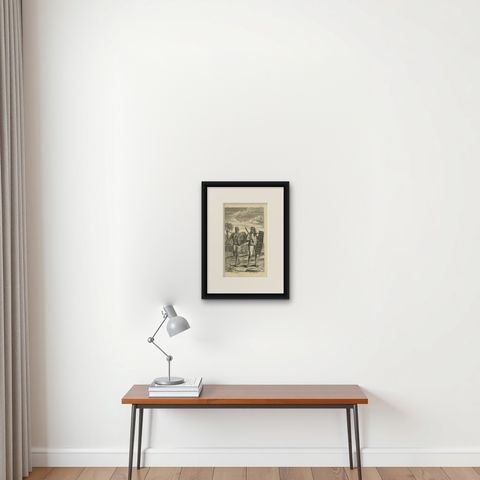 Antique Print of a Buginese and Ambonese Man by Valentijn, 1726, shown framed on a wall, true to size