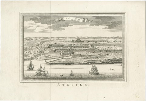 Decorative Original Antique Panoramic View of Atjeh on Sumatra, Indonesia, 1756, view 2