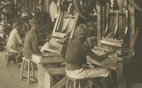 Petroleum Tin Factory & Filling Operations, Photogravure, Sumatra ca.1900, close-up 5
