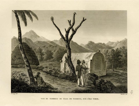 Antique Print of the Tomb of the Raja of Taybeno on the Island Timor, 1825, view 2