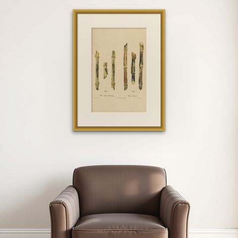 Antique Sugarcane Chromolithograph Pair, Teboe Tjio Hongkong & Saroer, 1892, shown framed on a wall, true to size
