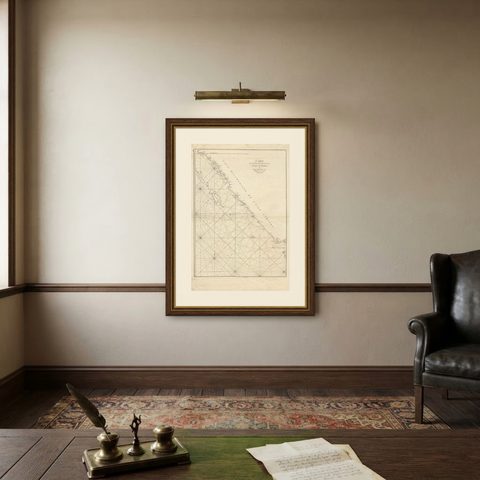Antique Map of the South-Western Coast of Sumatra by De la Haye, c.1780, shown framed on a wall, true to size