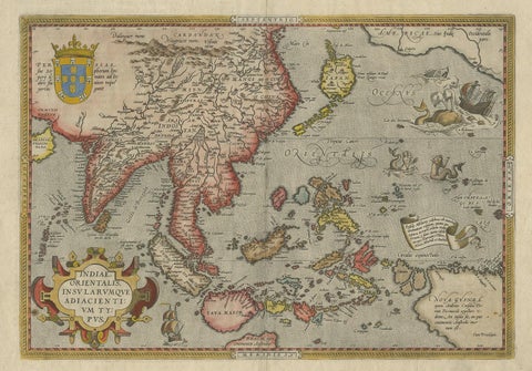 Antique Ortelius Map of Asia Featuring Japan, China, Taiwan & East Indies, 1587, view 2