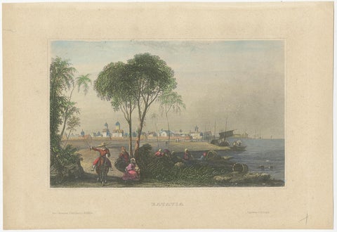 Hand-Colored Steel Engraving of Batavia 'Jakarta', Indonesia, Ca.1840, view 2