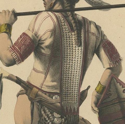 Antique Print with a Native of Borneo ‘Indonesia’ by Temminck, circa 1840, close-up 2