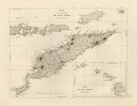 Rare Antique Map with Timor and Nearby Islands Plus an Inset of Hawaii, 1825, view 2