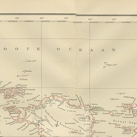 Antique Map of the Moluccas and Irian Jaya (Papua), Indonesia, 1900, close-up 1