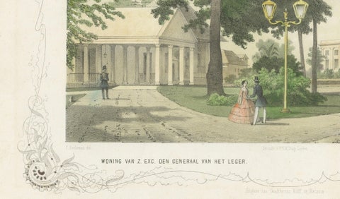 Batavia General's Residence & Governor's Hotel, Jakarta Lithograph, 1860, close-up 5