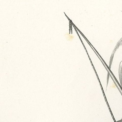 Antique Print of Warriors from Ombai Island, Alor, Archipel, Indonesia, ca.1845, close-up 2