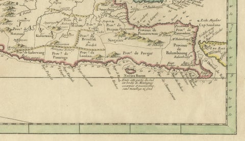 Antique Map of Java Indonesia, VOC Period, Decorative Cartouche, c.1750, close-up 3
