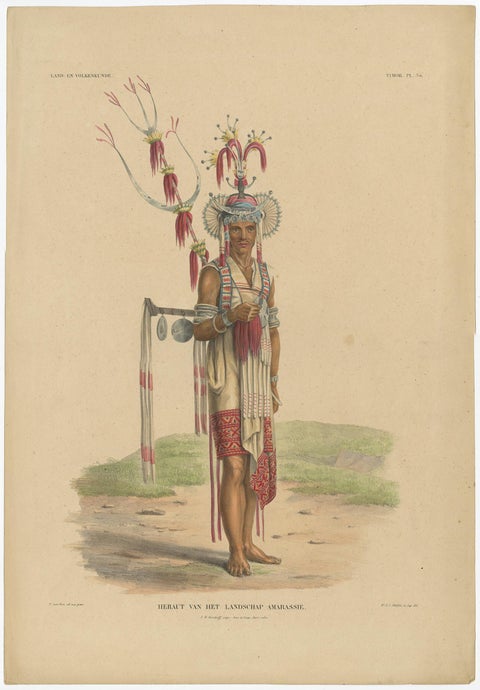 Set of 7 Decorative Antique Prints of Borneo, Timor and Papua Culture, ca. 1840, view 6