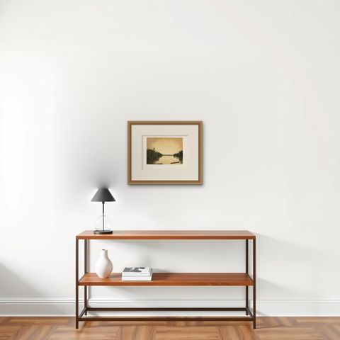 Antique Print of the Paminger Lakes by Perelaer, 1888, shown framed on a wall, true to size