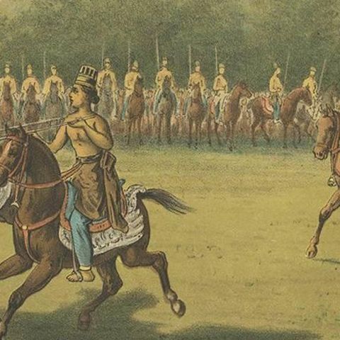 Antique Print of a Ceremony for the Raden Ajoe by M.T.H. Perelaer, 1888, close-up 2