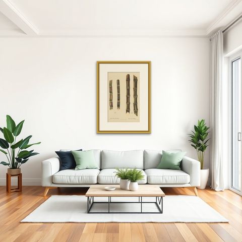 Antique Sugarcane Chromolithograph, Teboe Soerat Gempolkerap and Mangli, 1892, shown framed in a room, true to size