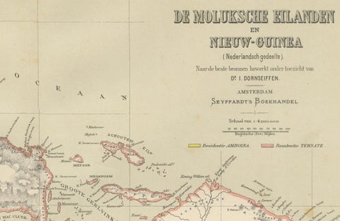 Antique Colonial Dutch Map of the Moluccas & New Guinea by Dornseiffen, 1884, close-up 5