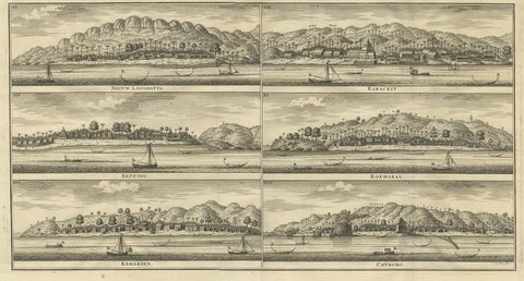 Antique Print of Trading Posts in Indonesia by Valentijn, 1726, view 2
