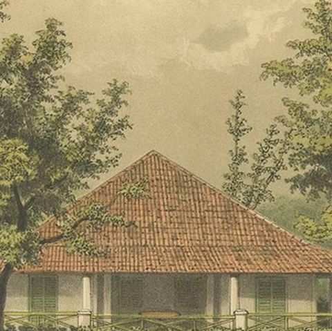 Antique Print of a Residence on Java by M.T.H. Perelaer, 1888, close-up 2