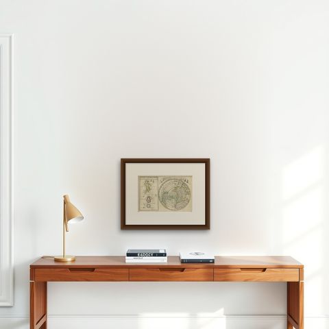 Antique Map of the North Pole & Sangihe Archipelago by Keizer & de Lat, 1788, shown framed on a wall, true to size