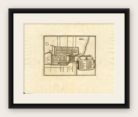 Antique Plan of Batavia, Capital of the Dutch East Indies, by Van Der Aa, 1725, shown framed
