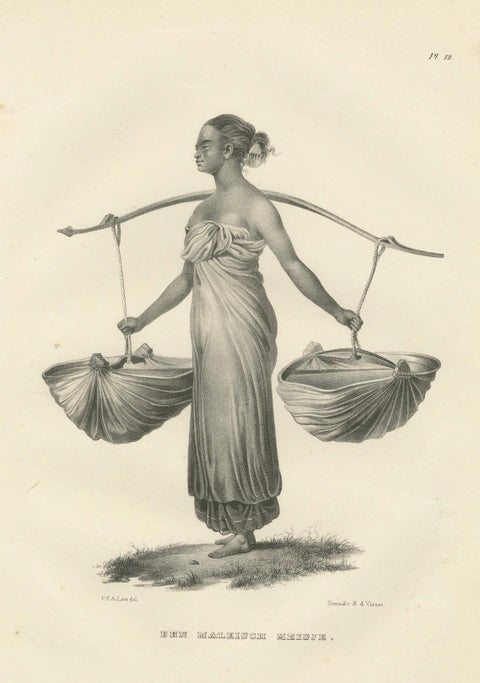 A Malaysian Girl Carrying Goods by Karl Joseph Brodtmann, 1836, close-up 4