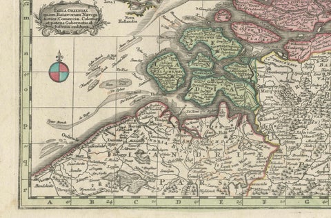 Dutch Republic & East Indies, Belgium Foederatum Map by Seutter, 18th Century, close-up 4