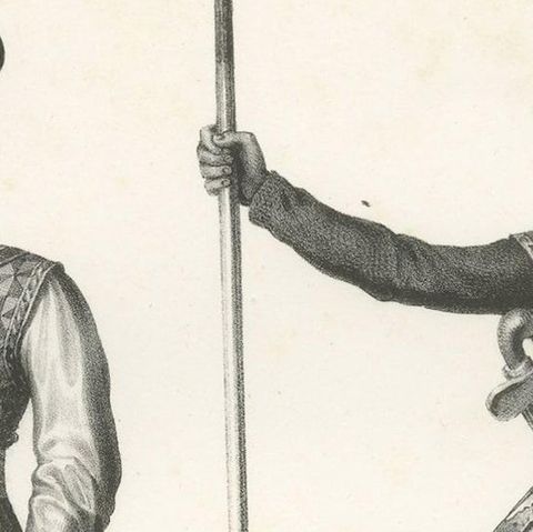 Antique Print of a Life Guard and Fighter of Java, Indonesia, close-up 3