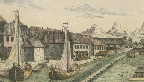 Batavia Bastion Perl, Antique Optical Print of Indonesia, c.1770, close-up 4