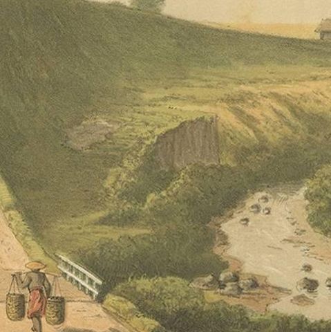 Antique Print of a Road near Cipanas 'Java' by M.T.H. Perelaer, 1888, close-up 2
