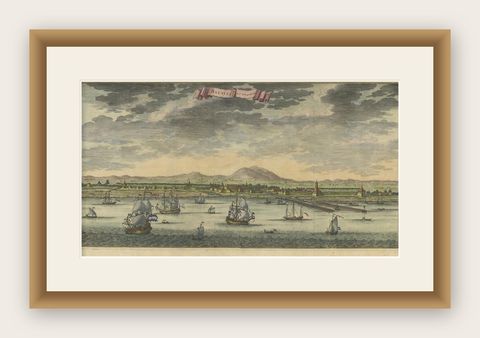 Antique Print of Batavia or Nowadays Jakarta, Indonesia, by Valentijn (1726), shown framed