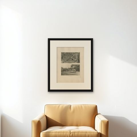Logging Elephants, Lau Boentoe, Antique Dutch East Indies Photo c.1910, shown framed on a wall, true to size