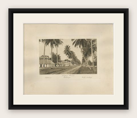Coolie Dwellings, Tandjong-Morawa, Sumatra, Indonesia (Kleingrothe, c.1900), shown framed