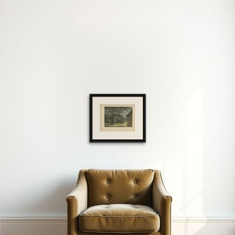 Antique Print of a Native Playing the Flute in Batavia by M.T.H. Perelaer, 1888, shown framed on a wall, true to size