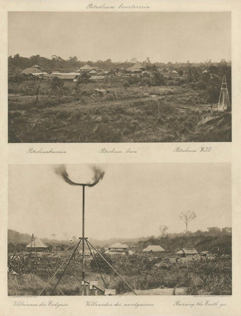Petroleum Fields with Gas Flares, Aceh, C.J. Kleingrothe Photo c.1910, close-up 2