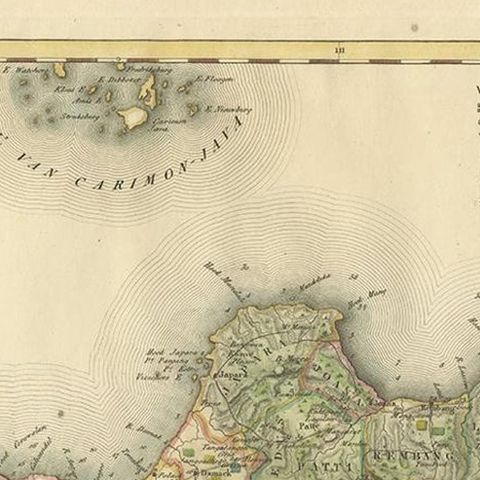 Antique Map of Central and East Java by Van den Bosch, 1818, close-up 1