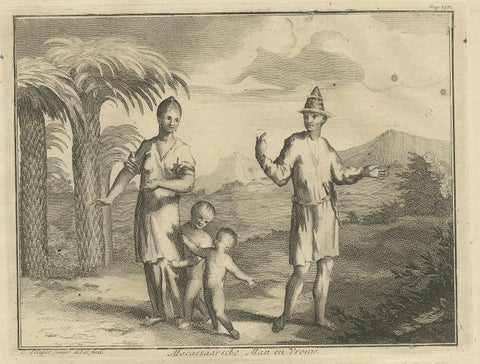 A Macassar Couple and the Fort Rotterdam in Macassar, Celebes (Indonesia), close-up 2