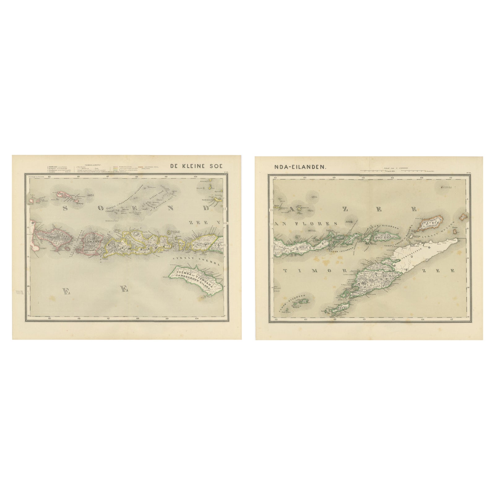 Antique Two-Sheet Map of the Lesser Sunda Islands, Dutch East Indies, 1884