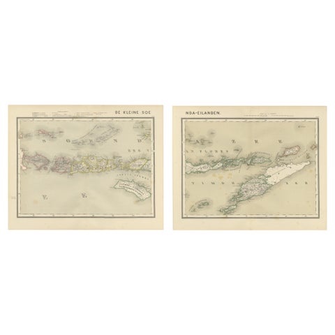 Antique Two-Sheet Map of the Lesser Sunda Islands, Dutch East Indies, 1884
