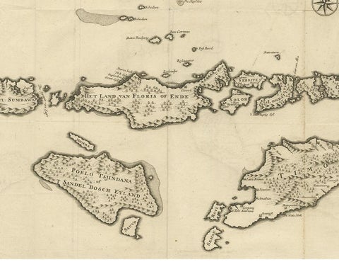 Antique Map of the Banda Islands in Indonesia by Valentijn, 1726, view 2