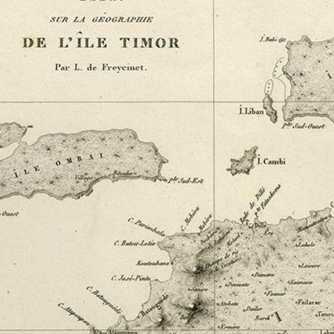 Rare Antique Map with Timor and Nearby Islands Plus an Inset of Hawaii, 1825, close-up 1