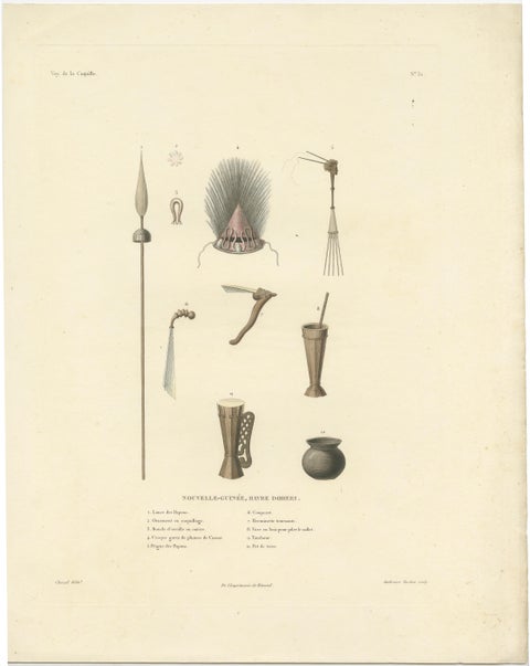 Antique Print of Artifacts from the Haven of Doreri, New Guinea, view 2