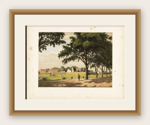 Old Print of Makassar in Celebes, Dutch East Indies or nowadays Indonesia, 1888, shown framed