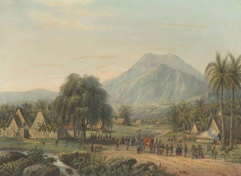 Wedding Procession in the Salak Valley, Puncak, Java Cultural Lithograph, 1872, close-up 2