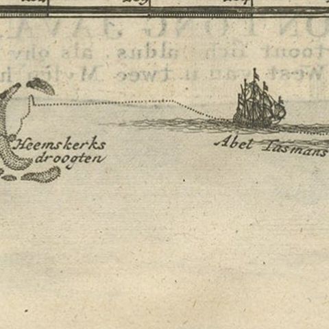 Antique Map of the Banda Islands and the Route of Abel Tasman, Indonesia, 1726, close-up 1