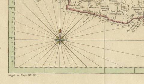 Antique Map of Java Indonesia, VOC Period, Decorative Cartouche, c.1750, close-up 5