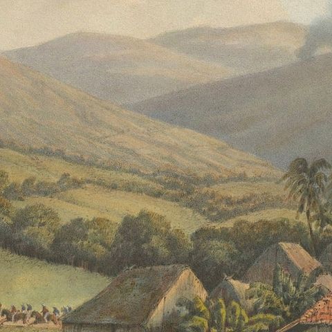 Java’s Kawis Mountains and Tobacco Estate near Malang, Antique Lithograph, 1872, close-up 3