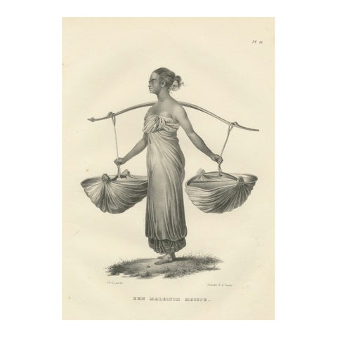A Malaysian Girl Carrying Goods by Karl Joseph Brodtmann, 1836