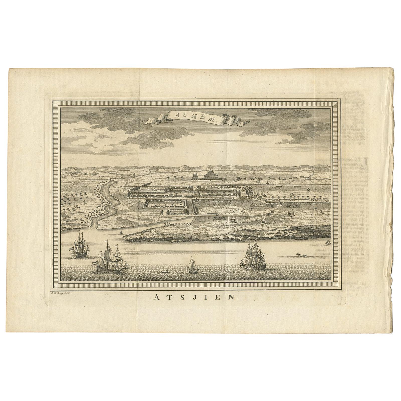 Antique Print of Atjeh by Van der Schley '1756'